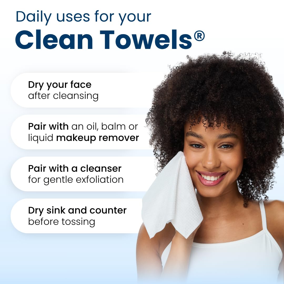 Reduces Fine Lines and Wrinkles in 6 weeks or Less, CLEAN SKIN CLUB Healthy Aging Clean Towels® XL, Disposable Face Towels, XL - 1 Pack (50 count)