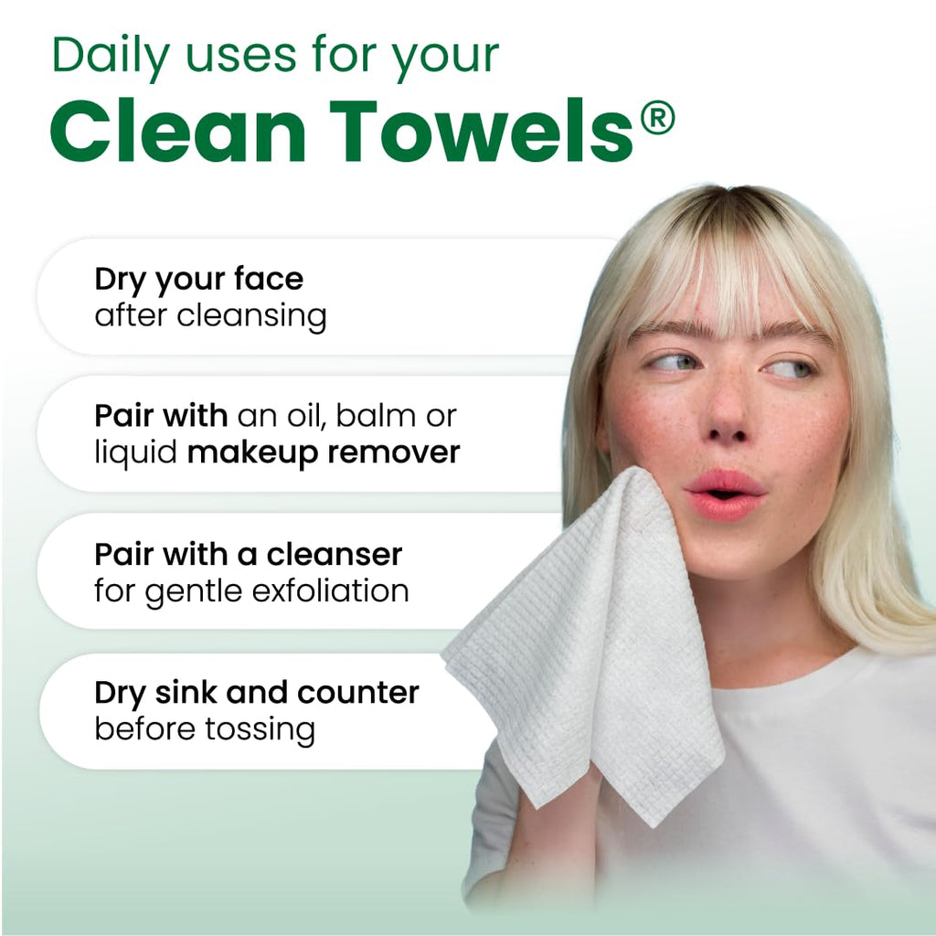 Reduces Fine Lines and Wrinkles in 6 weeks or Less, CLEAN SKIN CLUB Healthy Aging Clean Towels® XL, Disposable Face Towels, XL - 1 Pack (50 count)