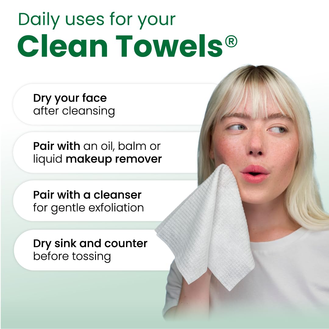 Reduces Fine Lines and Wrinkles in 6 weeks or Less, CLEAN SKIN CLUB Healthy Aging Clean Towels® XL, Disposable Face Towels, XL - 1 Pack (50 count)