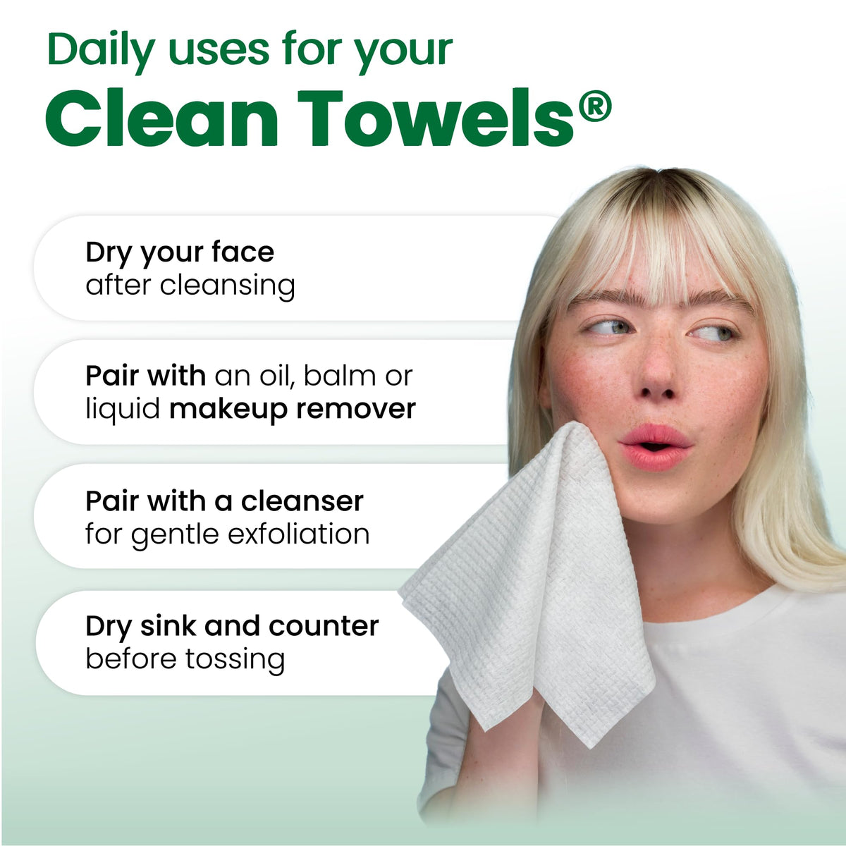 Reduces Fine Lines and Wrinkles in 6 weeks or Less, CLEAN SKIN CLUB Healthy Aging Clean Towels® XL, Disposable Face Towels, XL - 1 Pack (50 count)