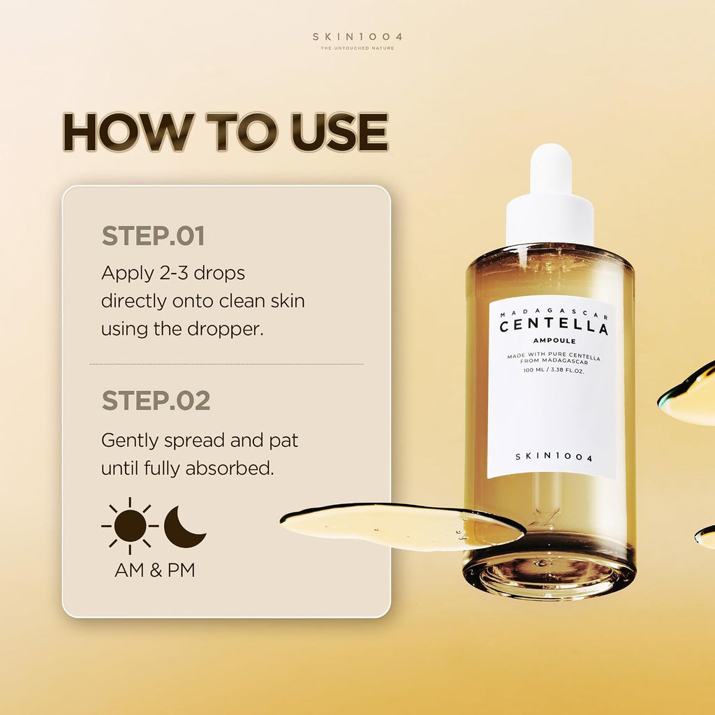 SKIN1004 Madagascar Centella Ampoule, Korean Face Serum with Centella Asiatica for Hydrating & Moisturizing, Soothing Facial Serum for Skin Balance, Korean Skin Care (30ML)