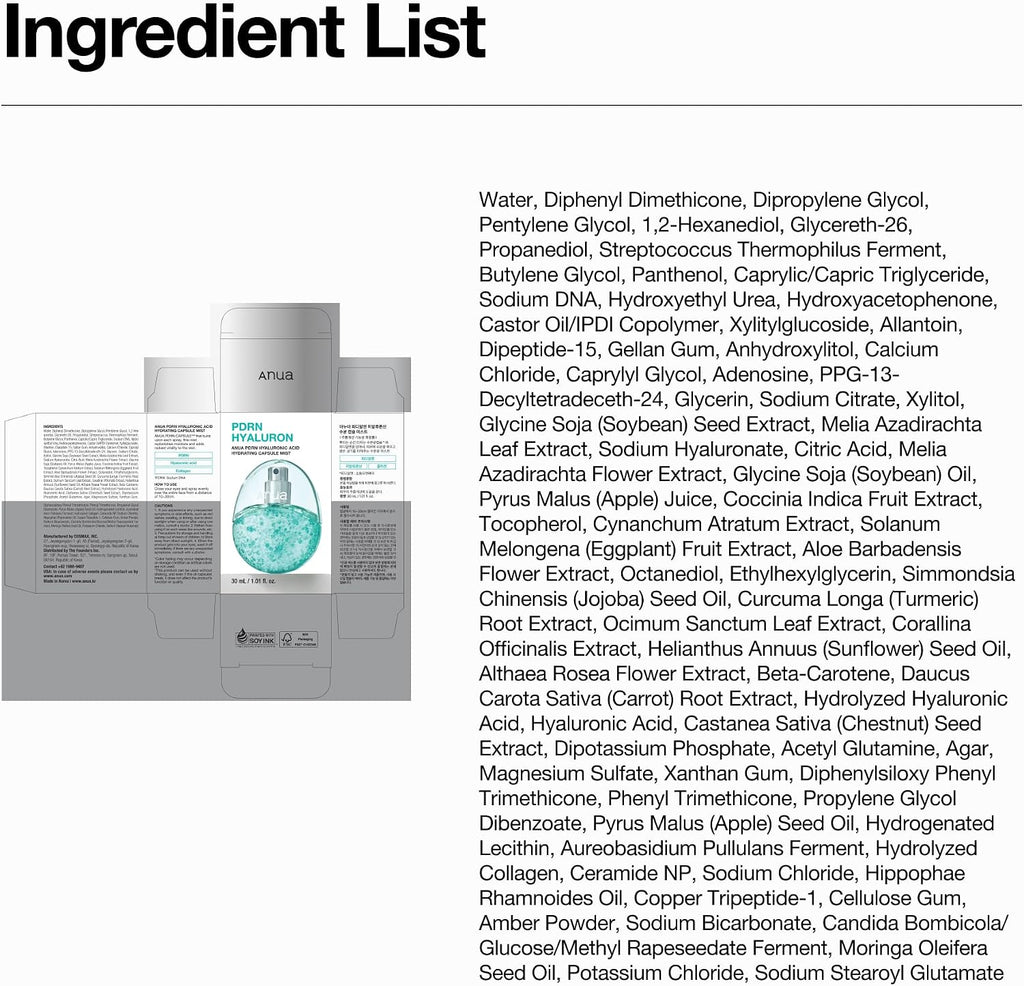 Anua PDRN Hyaluronic Acid Hydrating Capsule Mist 30 ml