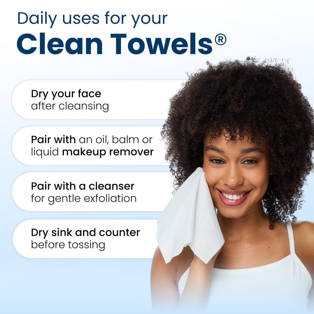 Reduces Fine Lines and Wrinkles in 6 weeks or Less, CLEAN SKIN CLUB Healthy Aging Clean Towels® XL, Disposable Face Towels, XL - 1 Pack (50 count)